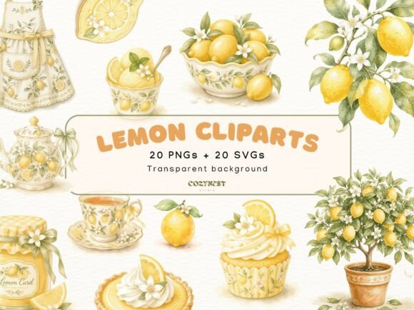 Download Lemon Watercolor Cliparts, Summer Bakery - Summer Collection