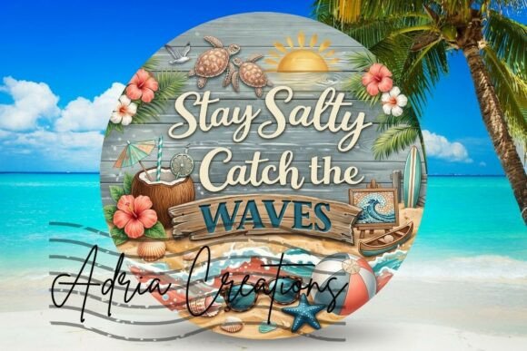 Download Stay Salty Summer Round Door Sign Wreath - Summer Collection