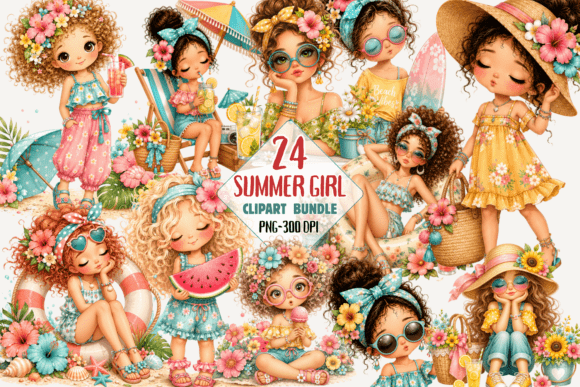 Download Summer Girl Clipart PNG Bundle Beach Png - Summer Collection