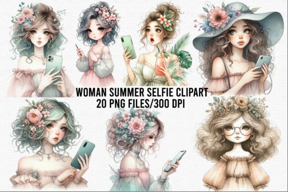 Download Quirky Woman Summer Selfie Clipart - Summer Collection