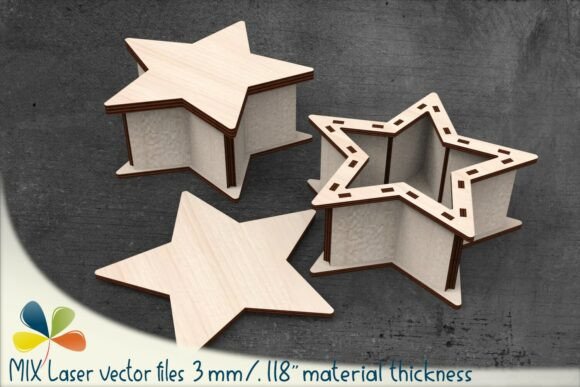 Download Star-Shaped Gift Laser Cut Box 3mm SVG - Shape Collection